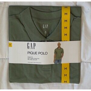 NEW NWT GAP Pique Polo Mens Size Medium M Green Clothes Classic Fit Shirts Top